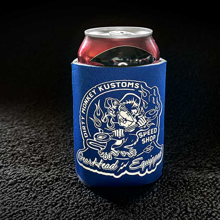 Dirty Monkey Equipped Hot Rod Koozies - 4 Pack (BLUE)