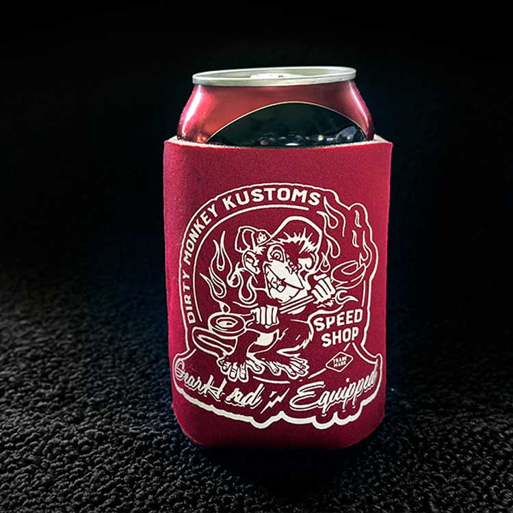 Dirty Monkey Equipped Hot Rod Koozies - 4 Pack (RED)