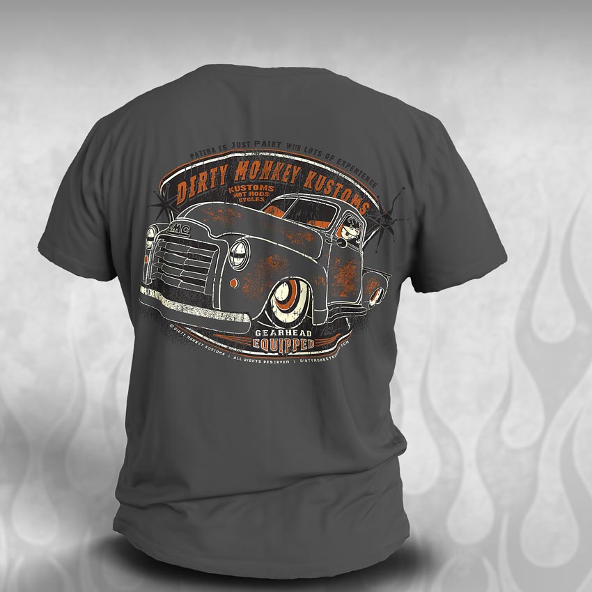 1951 GMC Truck Hot Rod tshirt - Dirty Monkey Kustoms CDN GearHead Apparel - Canada