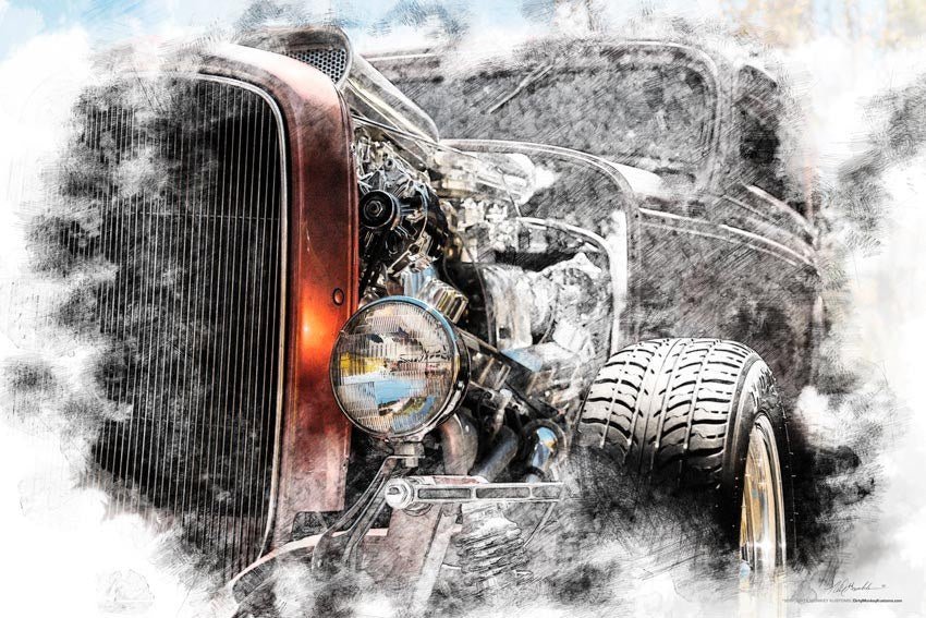 "Amber" original Hot Rod Deuce photo poster print - Dirty Monkey Kustoms CDN GearHead Apparel - Canada