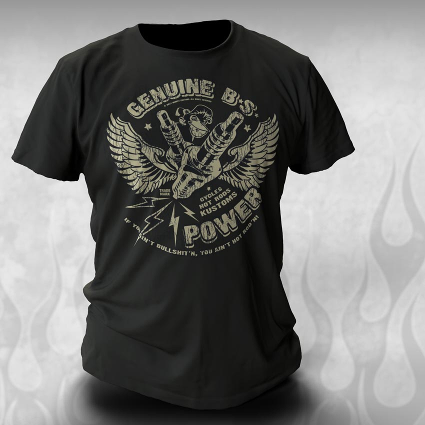 "BS Spark Plugs" vintage GearHead hot rodder t shirt - Dirty Monkey Kustoms CDN GearHead Apparel - Canada