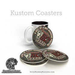 "B*S Speed Parts" HotRodder Kustom Coasters - Dirty Monkey Kustoms CDN GearHead Apparel - Canada