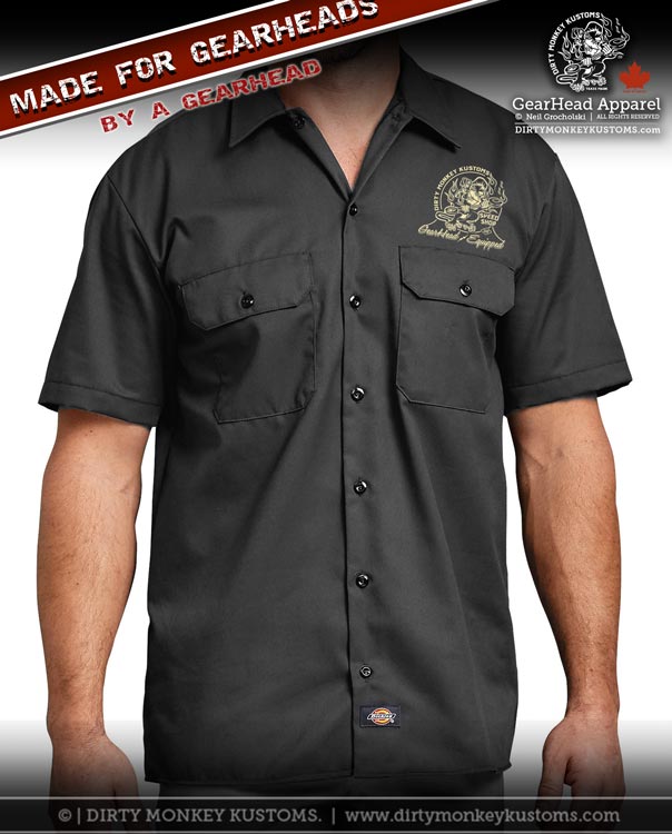 Chopped '49 Merc Hot Rod Mechanic Shirt - Dirty Monkey Kustoms CDN GearHead Apparel - Canada