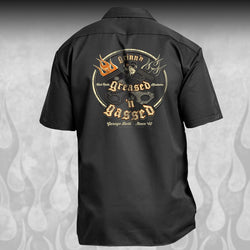 "Crossed Pistons" Kustom Hot Rod mechanic shirt - Dirty Monkey Kustoms CDN GearHead Apparel - Canada