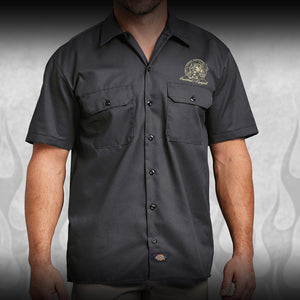 "Crossed Pistons" Kustom Hot Rod mechanic shirt - Dirty Monkey Kustoms CDN GearHead Apparel - Canada