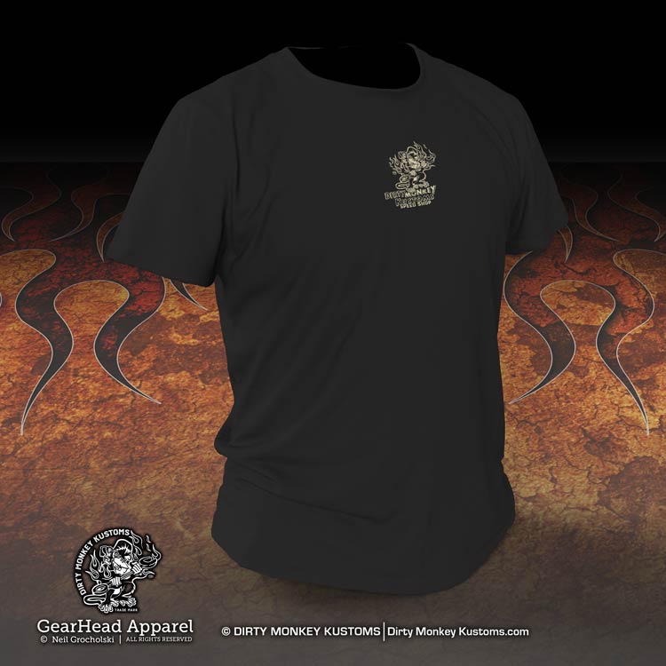 "Dirty Monkey Kustoms" Speed Shop Vintage car guy t shirts - Dirty Monkey Kustoms CDN GearHead Apparel - Canada