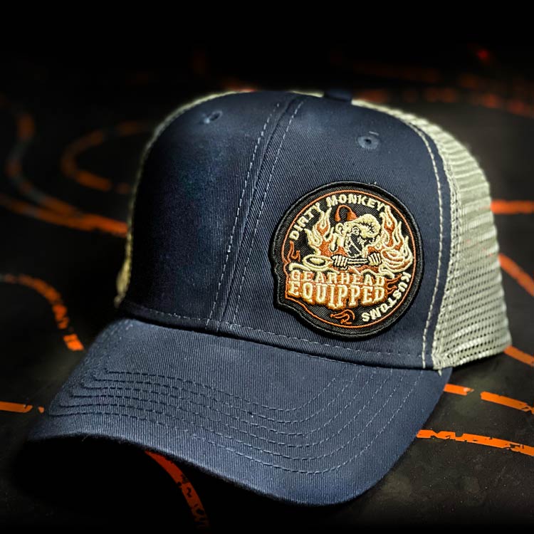 DMK Equipped - Retro Style Hat - Navy - Dirty Monkey Kustoms CDN GearHead Apparel - Canada