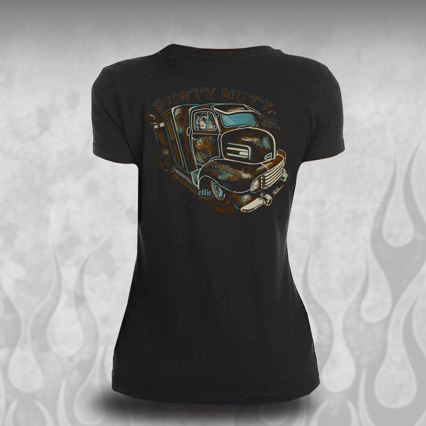 "Ellie" Rat Rod Women's tee shirt - Dirty Monkey Kustoms Canadian GearHead Shirts & Apparel - Canada