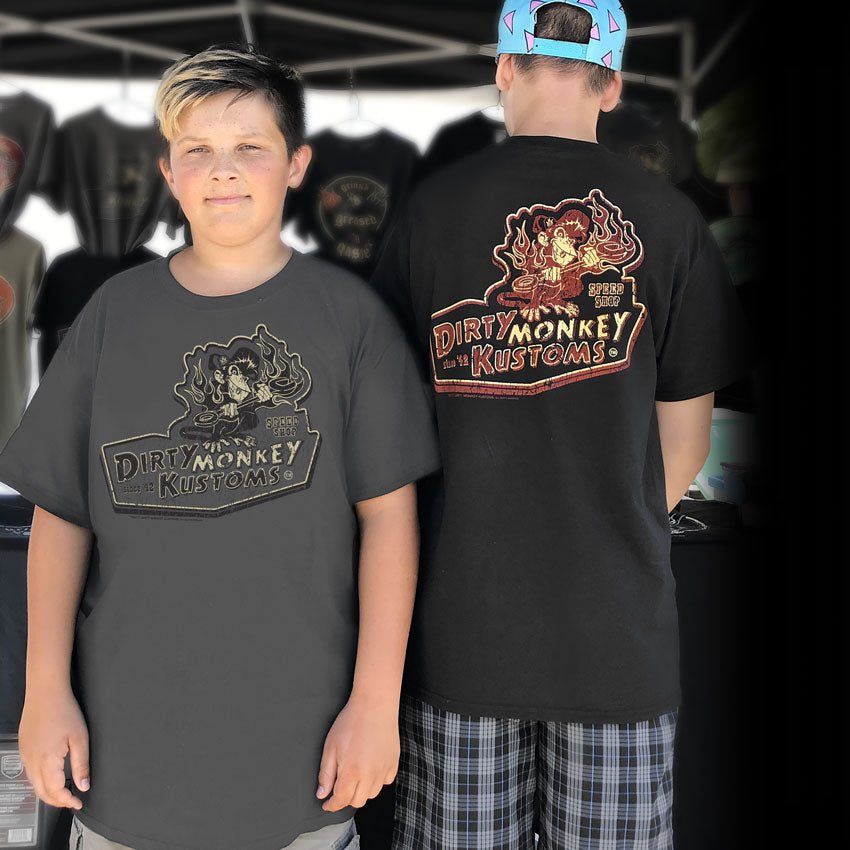 Kids "Dirty Monkey Kustoms" hotrod t shirts - Dirty Monkey Kustoms CDN GearHead Apparel - Canada