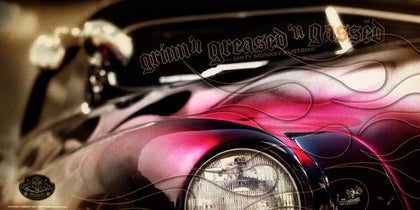 Kustom "Flamed Merc" original Hot Rod photo garage banner - Dirty Monkey Kustoms CDN GearHead Apparel - Canada