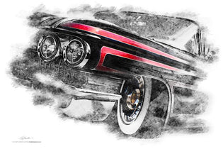 "Line Em Up" 1960 Cadillac Hot Rod photo poster print - Dirty Monkey Kustoms CDN GearHead Apparel - Canada