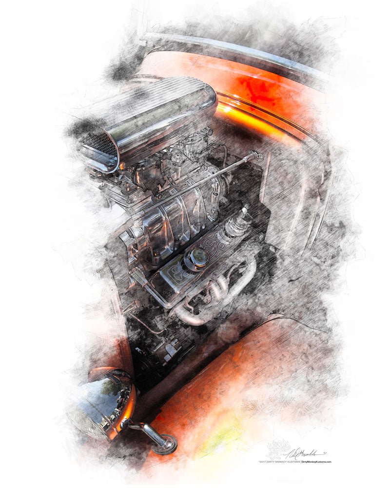 "Orange Crush" original Hot Rod photo art poster print - Dirty Monkey Kustoms CDN GearHead Apparel - Canada