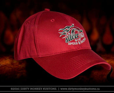 Silver Fox Speed & Custom embroidered hat - red - Dirty Monkey Kustoms CDN GearHead Apparel - Canada