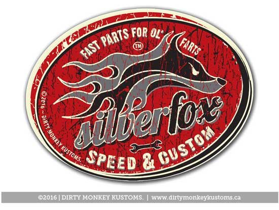 "Silver Fox Speed & Custom" - Sticker - Dirty Monkey Kustoms CDN GearHead Apparel - Canada