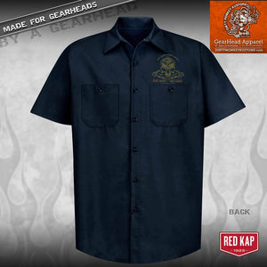 "Skull & Wrenches" WORK SHIRT - Kustom Rockabilly design - Dirty Monkey Kustoms CDN GearHead Apparel - Canada