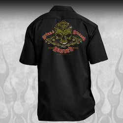 "Skull & Wrenches" WORK SHIRT - Kustom Rockabilly design - Dirty Monkey Kustoms CDN GearHead Apparel - Canada