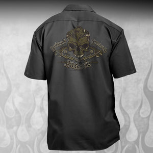 "Skull & Wrenches" WORK SHIRT - Kustom Rockabilly design - Dirty Monkey Kustoms CDN GearHead Apparel - Canada