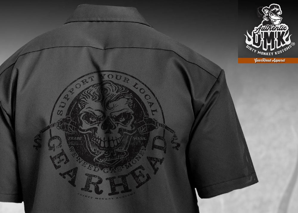 Support Your Local GearHead - stealth mechanic shirt - Dirty Monkey Kustoms Canadian GearHead Shirts & Apparel - Canada